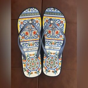 Brighton Blue Floral-Patterned Women's Sandals